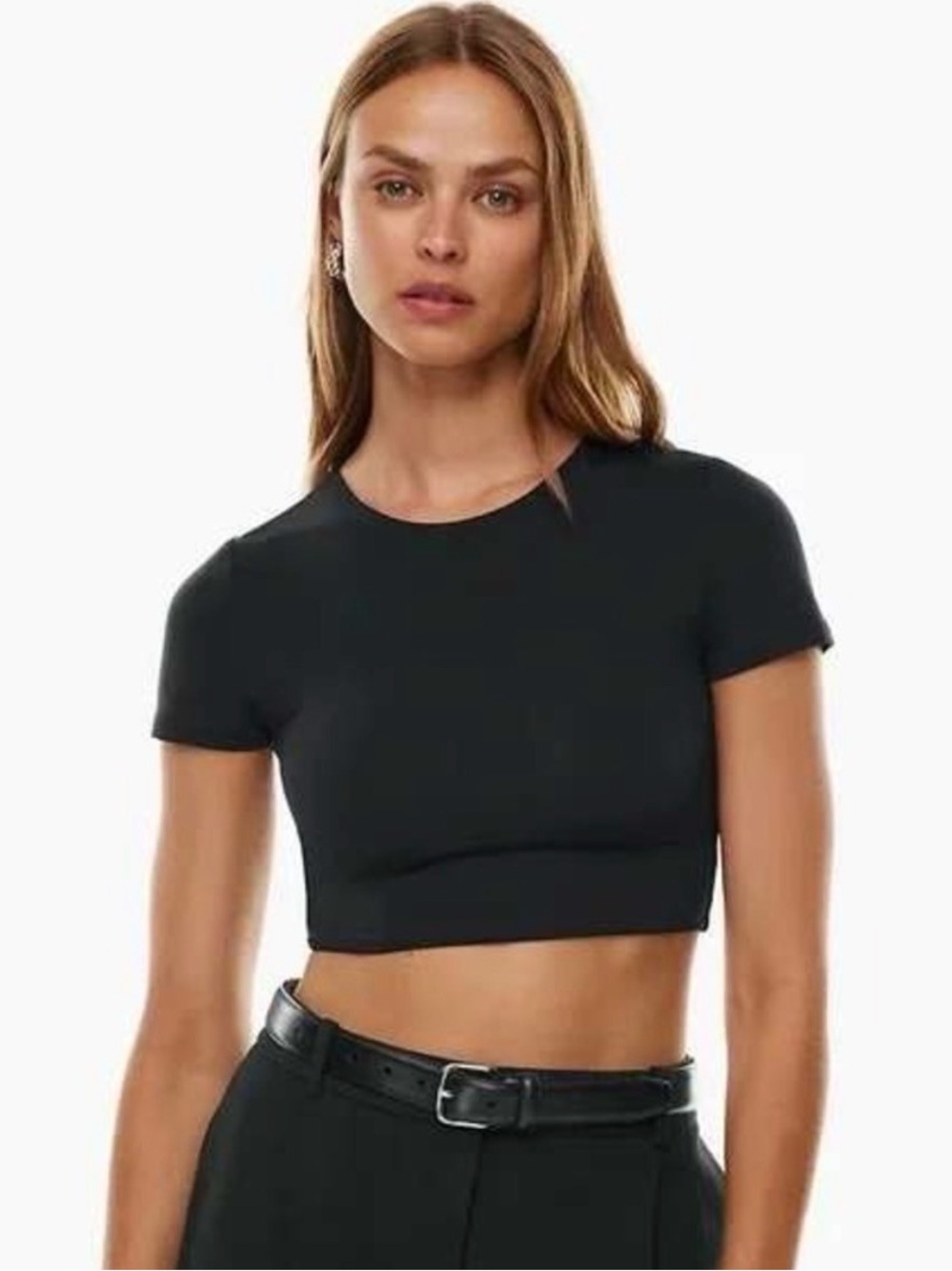 Aritzia Original Contour Cropped Crew Tee Black